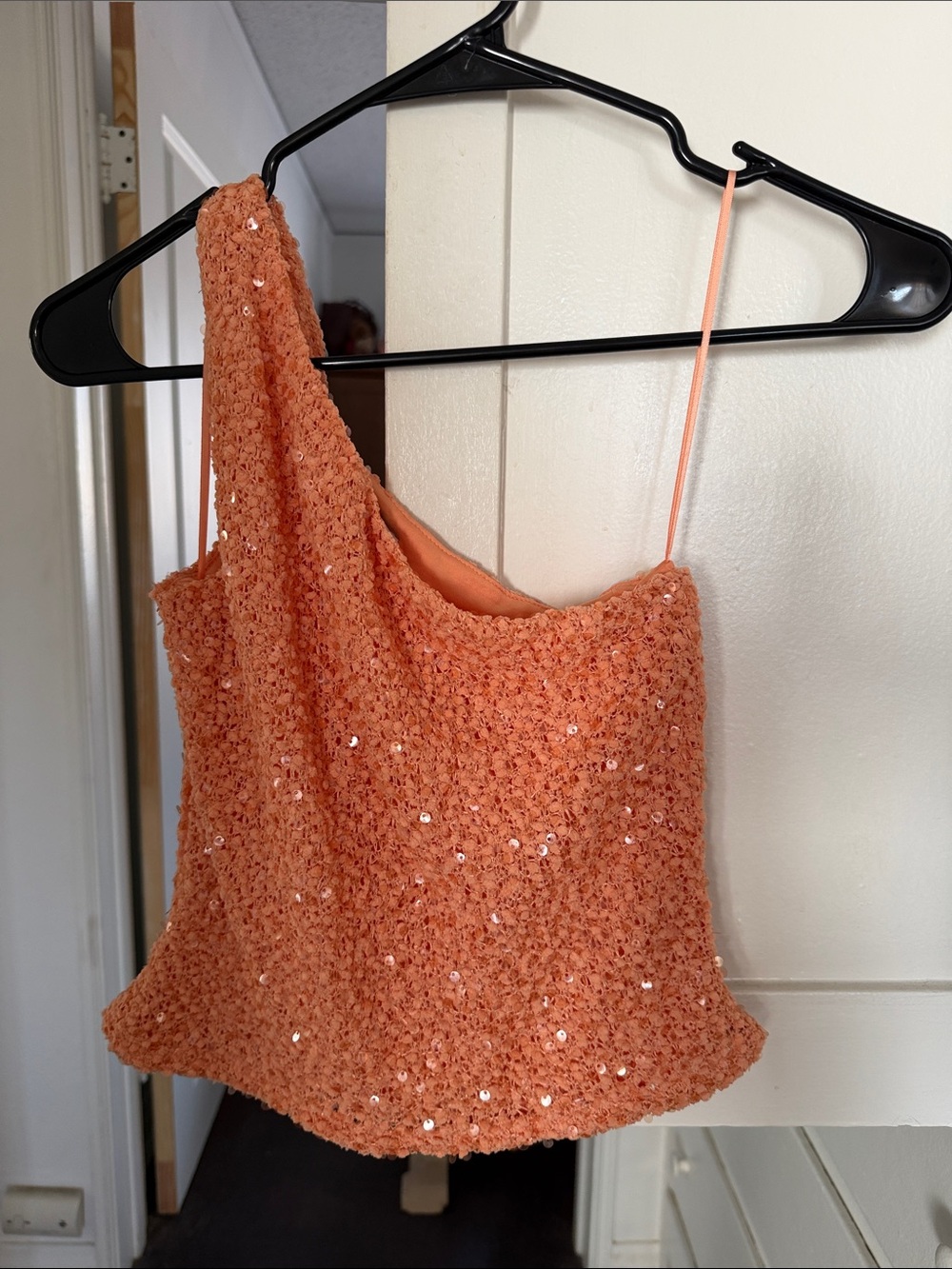 Princess Polly Sequin One Shoulder Top Orange NWT